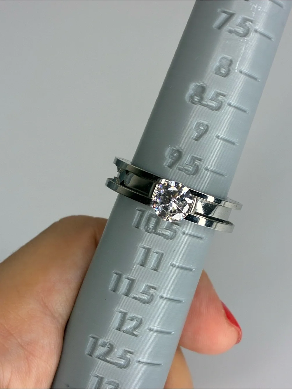 Vintage Silver Solitaire CZ Ring - Size 10